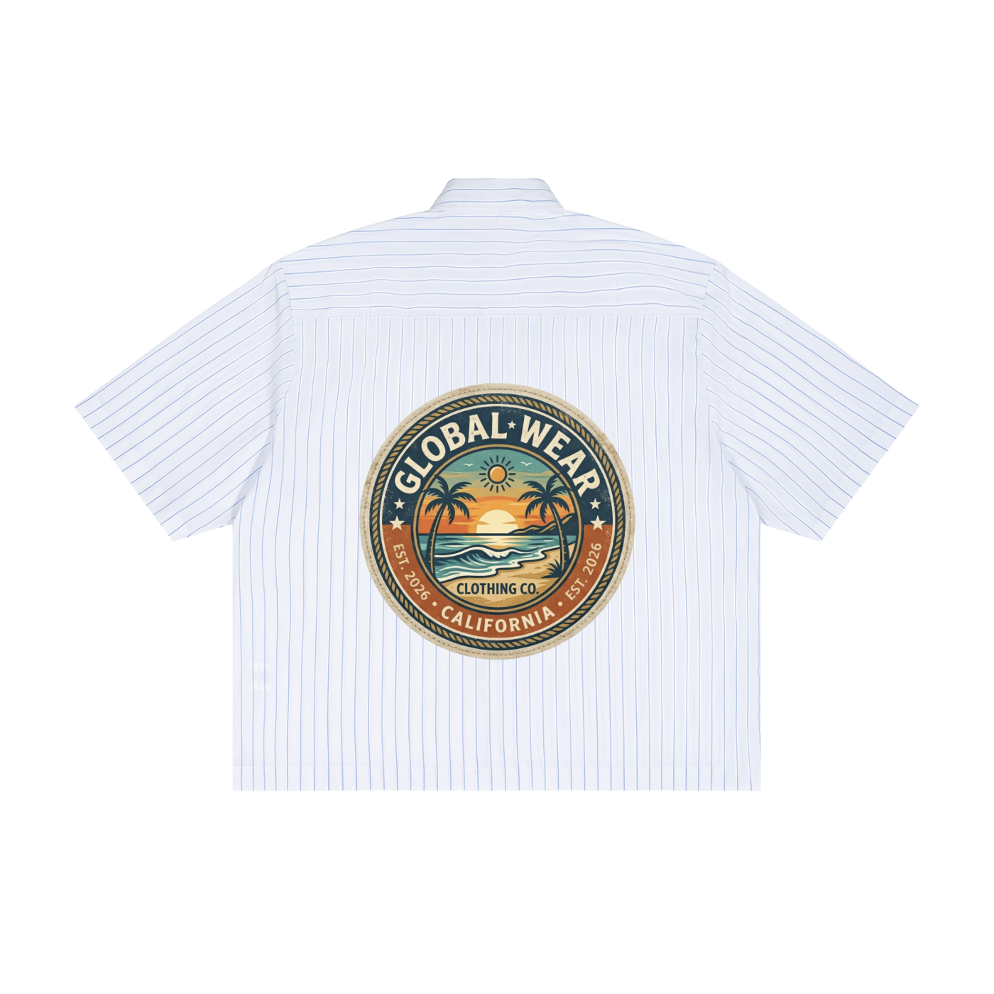 Global wear Unisex Striped Boxy Button-Up Shirt