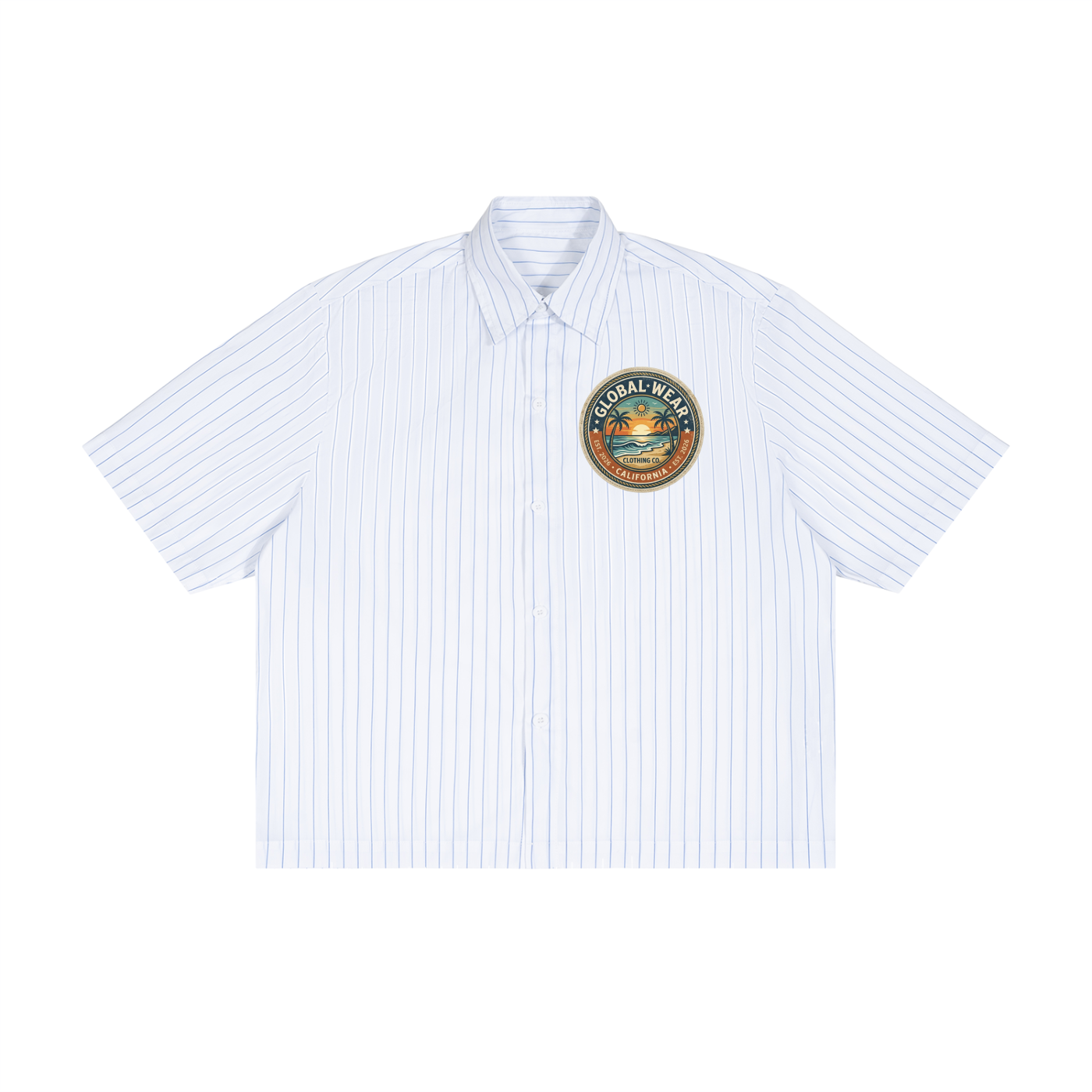 Global wear Unisex Striped Boxy Button-Up Shirt