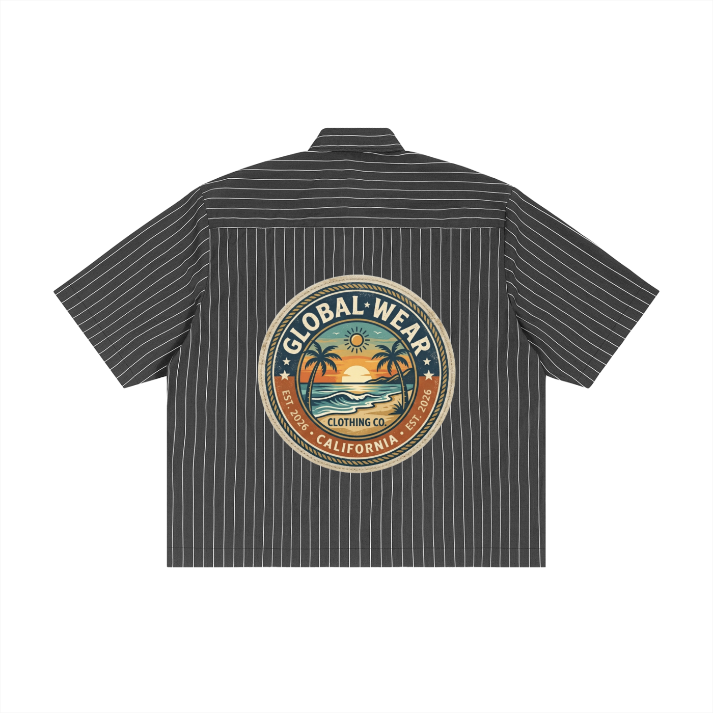 Global wear Unisex Striped Boxy Button-Up Shirt